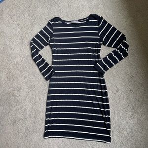 Loveappella | Navy & White Striped Shirt Dress